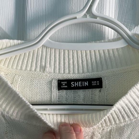 Shein Short Sleeve Crop Top Cabled Sweater - Picture 3 of 5